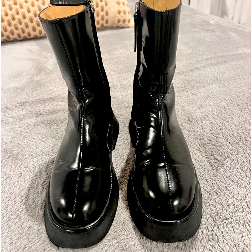 Women’s Wandler Black Patent Leather Chelsea Boot With Box.
